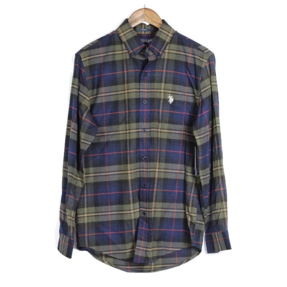 US Polo Assn Plaid Men's Dress Shirt Long Sleeve Button Down Small 018